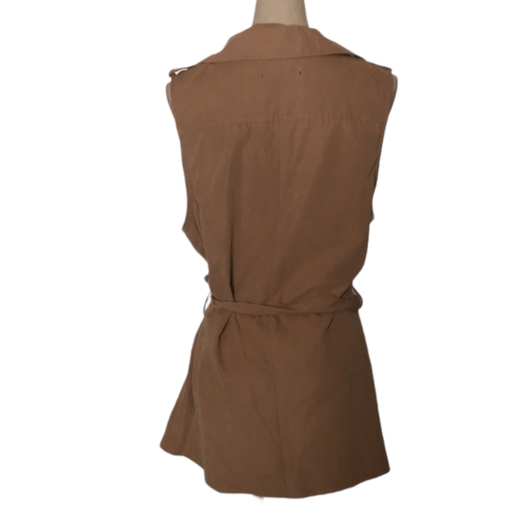 Love Tree Sleeveless Brown Front Tie Vest Sz L - Picture 3 of 8